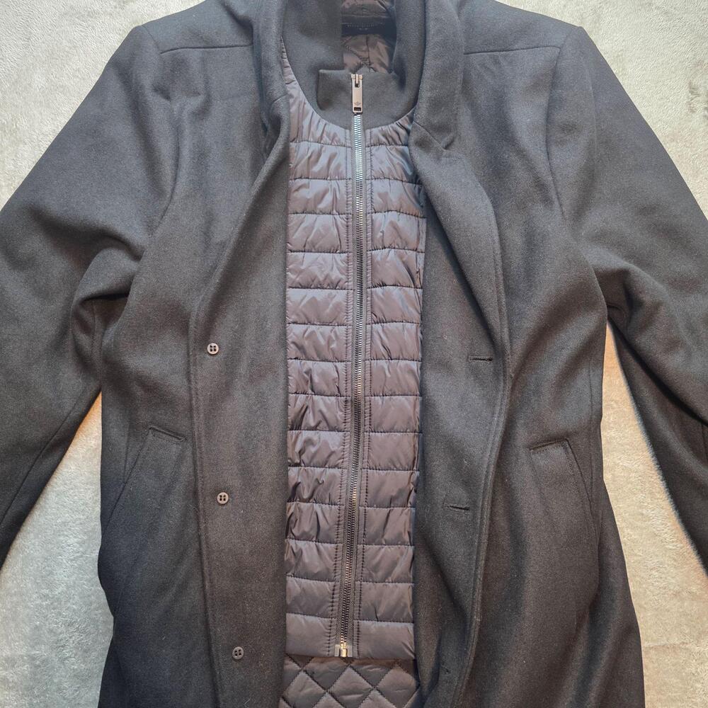 Dockers Overcoat Mens L Black Washable Wool Look Quilted Liner DM0RP903 Flaw - Picture 6 of 13